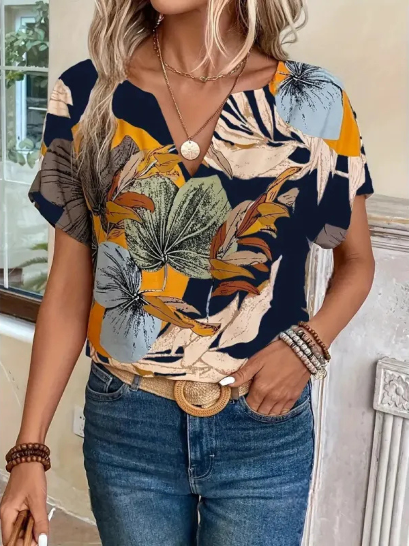 Levoire | Blouse Boutonnée Élégance Florale Jungle de Minuit