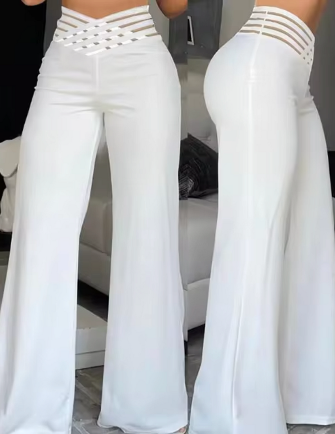 Levoire | Pantalon Taille Haute À Taille Basse Avec Des Jambes Croisées Blanc