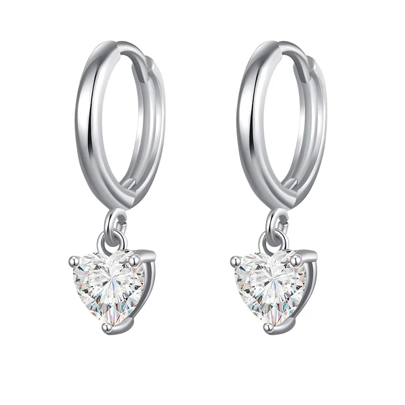 Levoire | Zirconium Tippu Boucles D'Oreilles Argent cœur