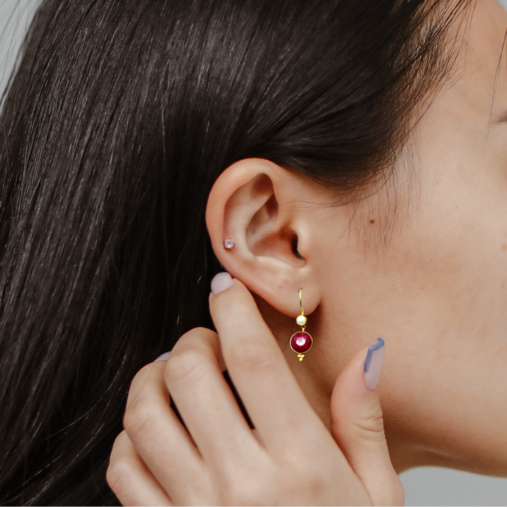 Levoire | Boucles D'Oreilles Suspendues Avec Pierre Rouge