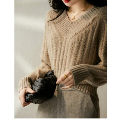 Levoire | T-shirt en tricot à capuche pour femmes à col en V Chemise ajustable, Chemise élégante