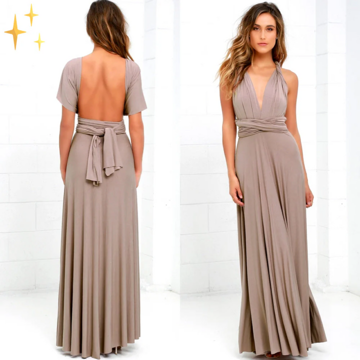 Levoire | Robe maxi portefeuille pour les invitées de mariage pour femmes Kaki