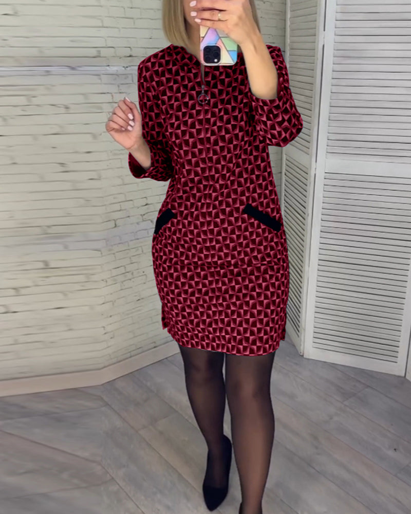 Levoire | Robe Avec Imprimé Diamant Et Manches Longues