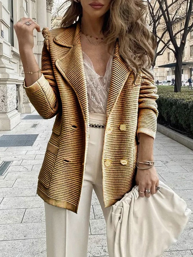 Levoire | Blazer Pour Femmes À Double Boutonnage En Tissu Côtelé Doux