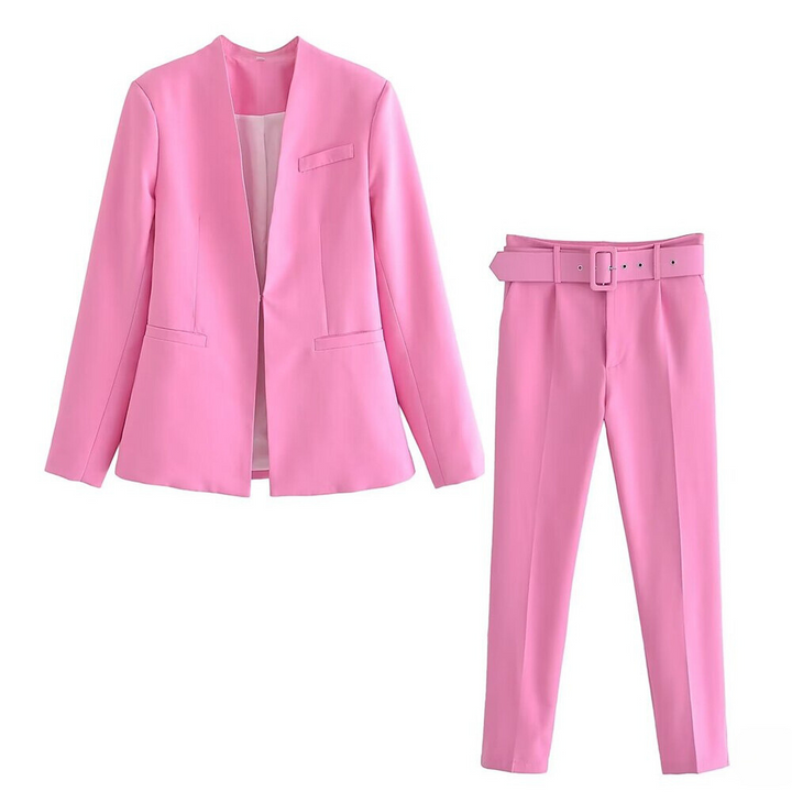 Levoire | Blazer Satz Veste & Pantalons Avec Ceinture Rosa