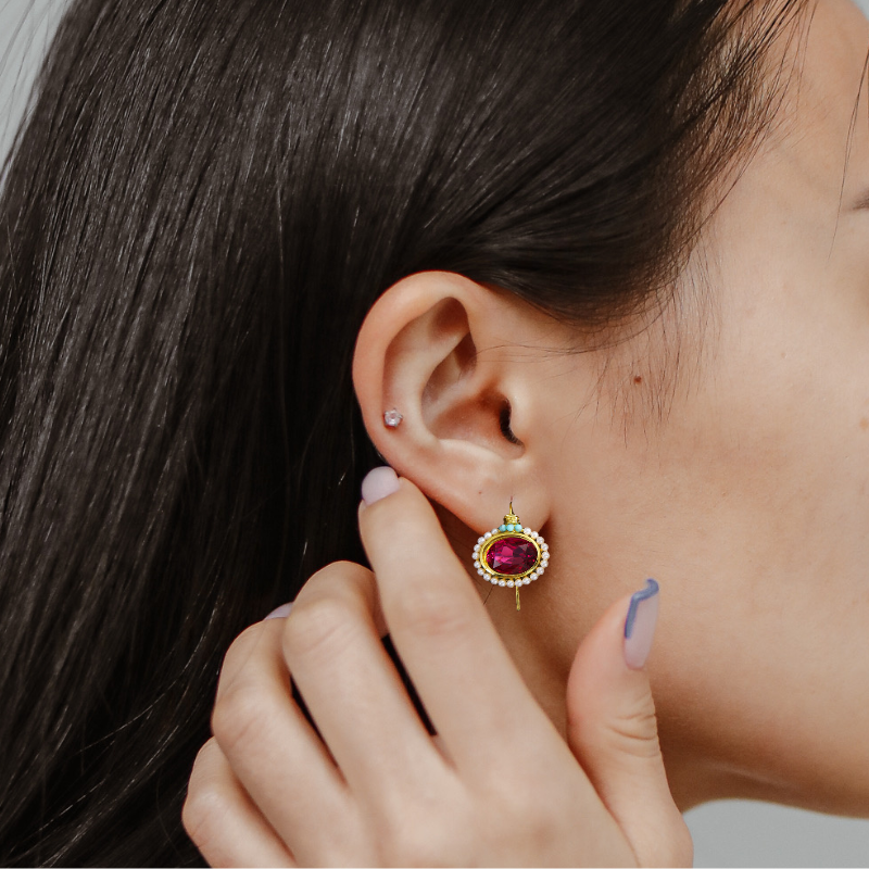 Levoire | Récolte De Vin Boucles D'Oreilles En Cristal Rouge