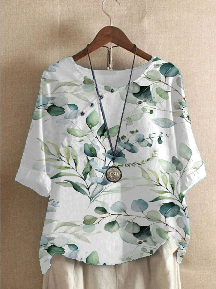 Levoire | Blouse Pour Dames Imprimee Confortable Vert foncé