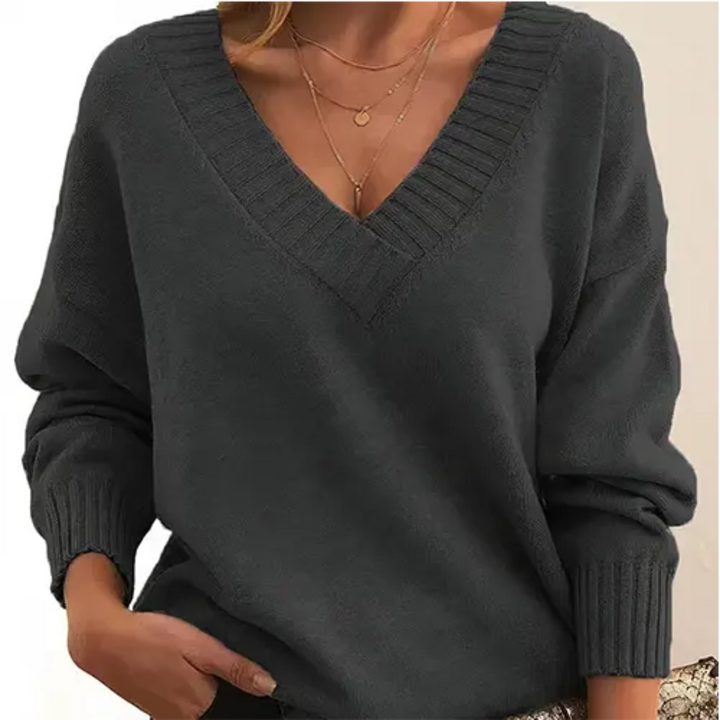 Levoire | Pull V à col en V pour femmes Gris foncé