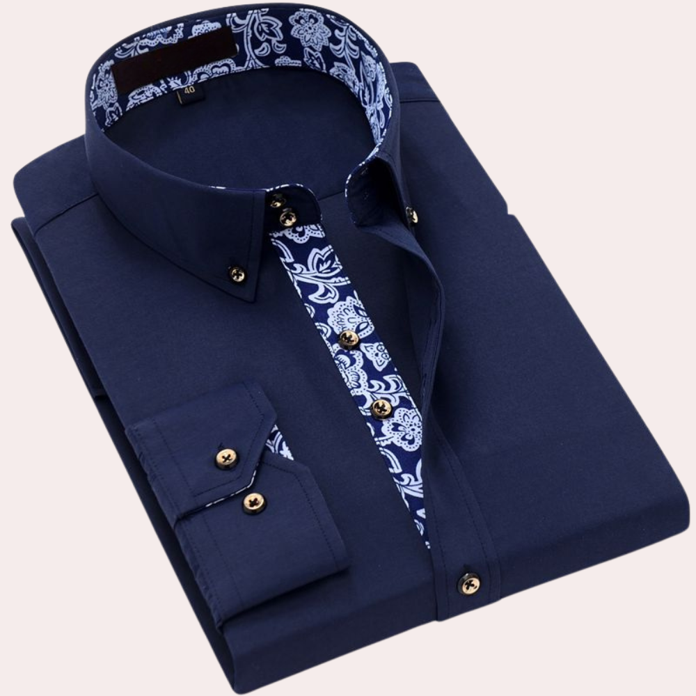 Levoire | Chemise classique pour homme à manches longues Bleu marine
