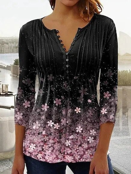Levoire | Blouse À Motif Floral Pour Femmes Noir
