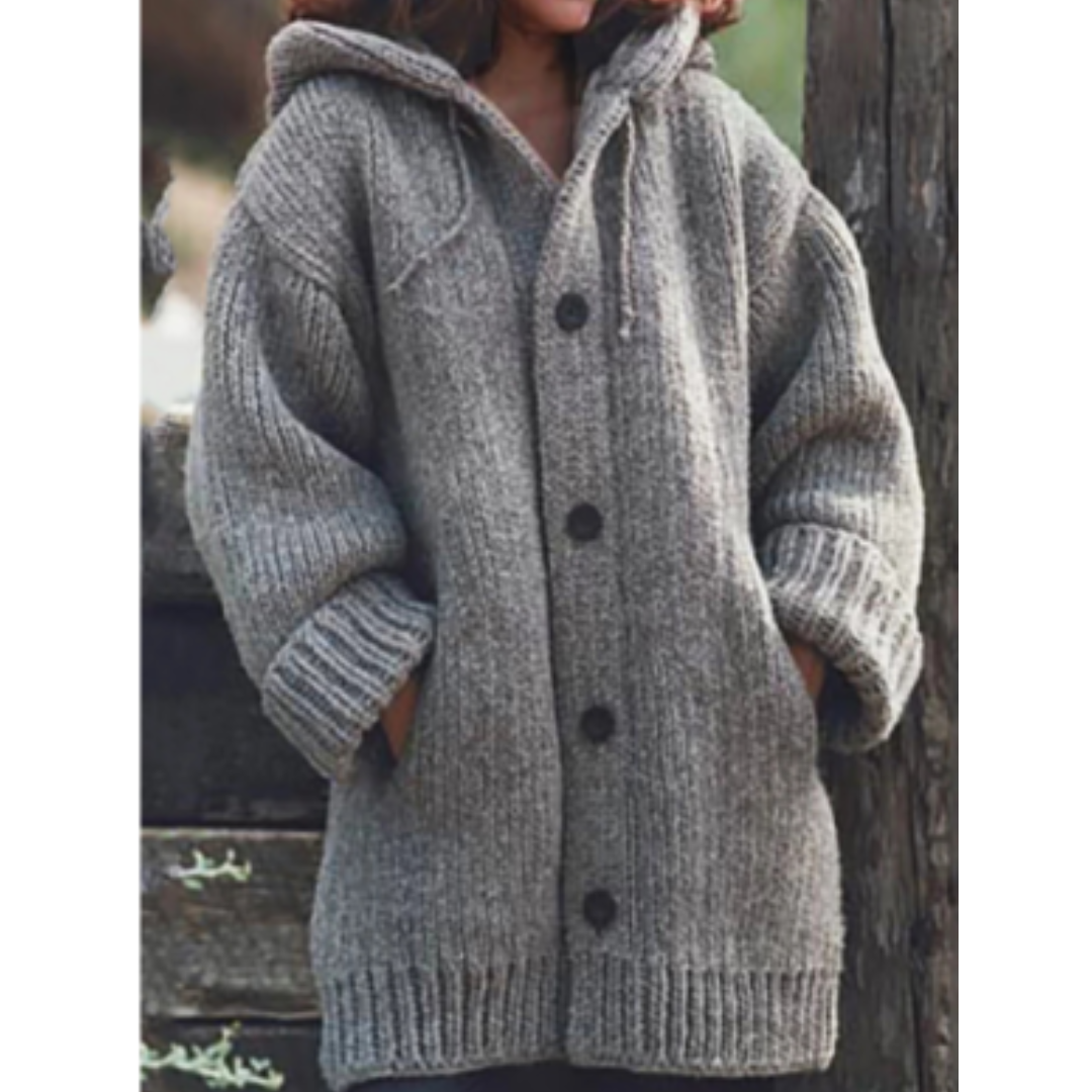 Levoire | Manteau Douillet Avec Capuche Et Boutons Pour Femme Grau