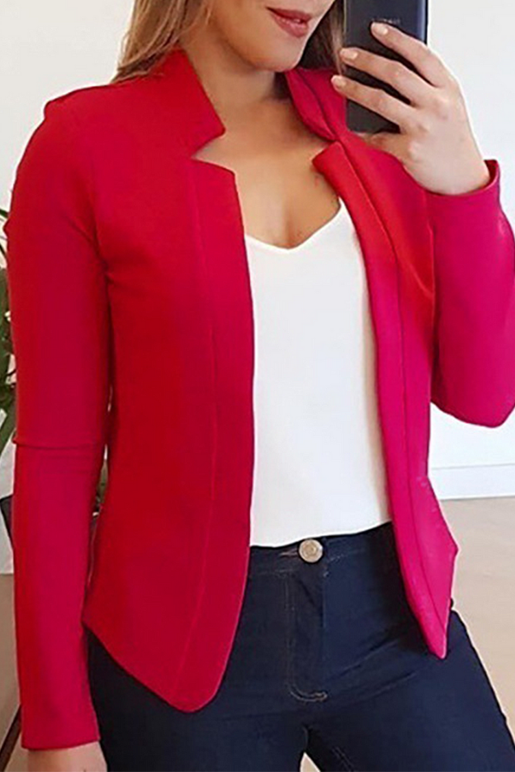 Levoire | Femmes Gilet Patchwork Avec Col En Tricot Vêtements D'Extérieur Polyvalents Rot