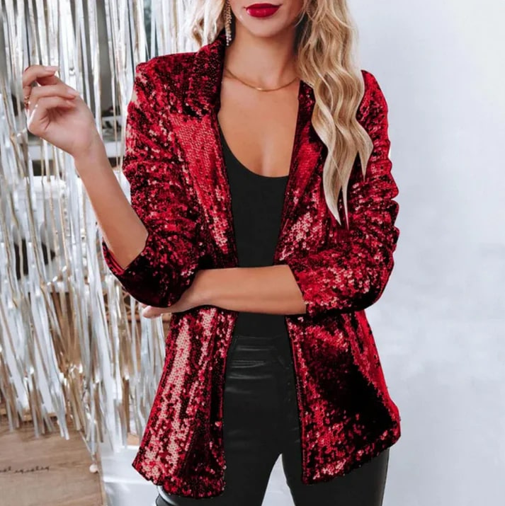 Levoire | Veste à Paillettes Luxe pour Femmes Classique & Élégante Rot