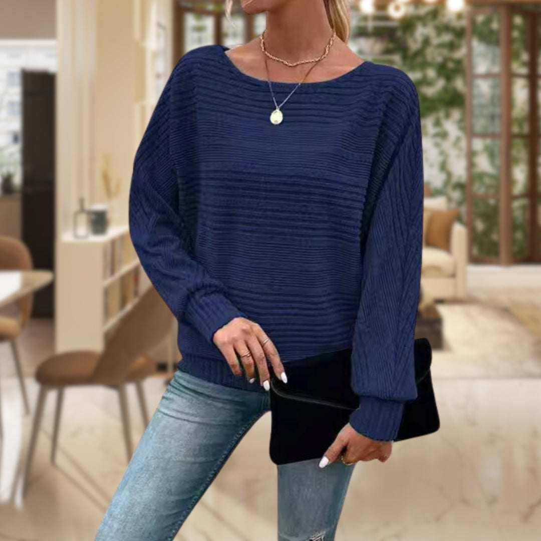 Levoire | Fit Détendu Pull Rayé Pour Femmes Bleu