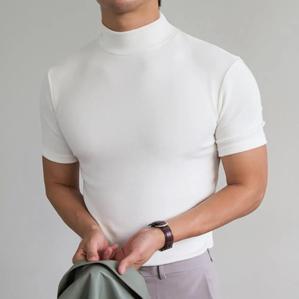 Levoire | Chemise pour homme élégante T-shirt basique à col roulé avec col haut Blanc
