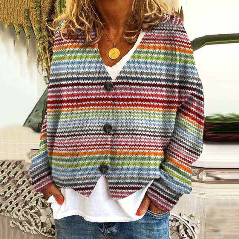 Levoire | Veste En Tricot Douce Imprimée Pour Femmes Multicolore