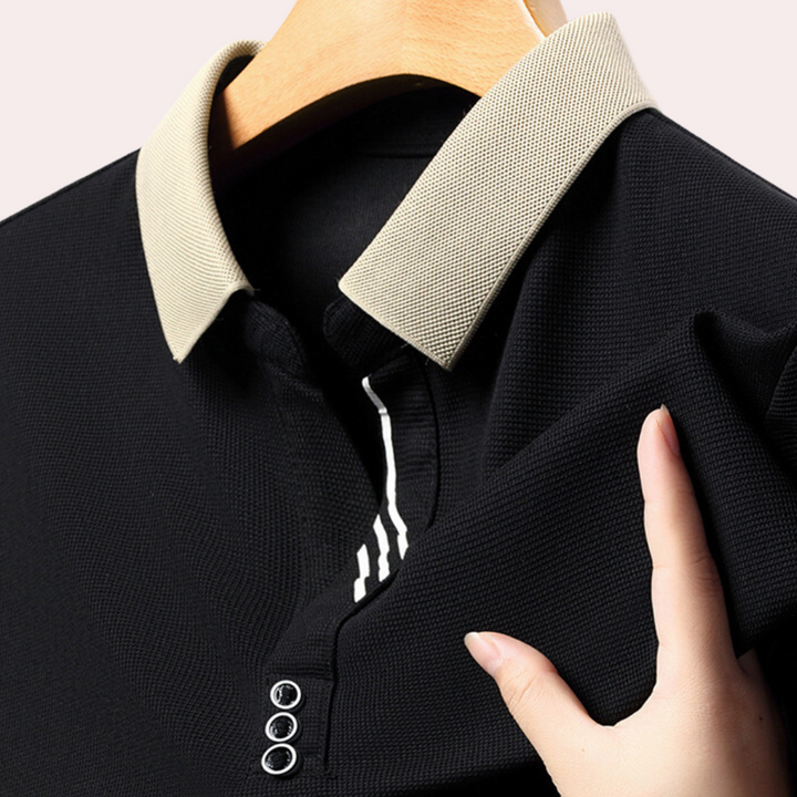 Levoire | Polo décontracté pour hommes à manches longues Chemise élégante pour hommes Noir