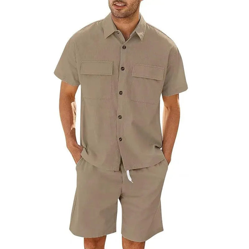 Levoire | Chemise et shorts à cordon pour hommes Chameau