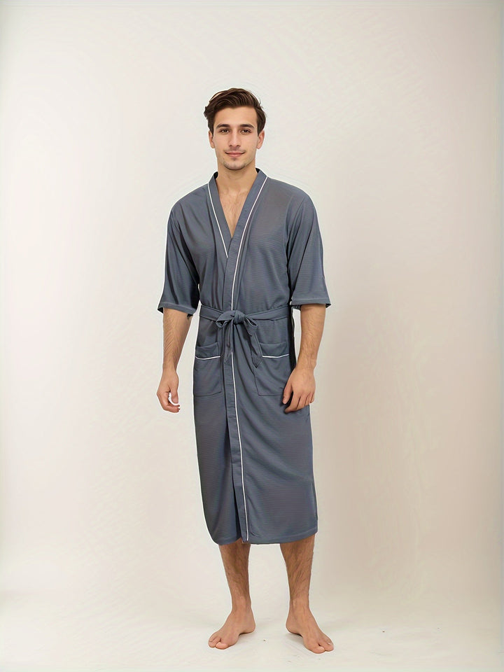 Levoire | Peignoir Pour Homme Élégant À Manches Courtes Et Poches Doubles