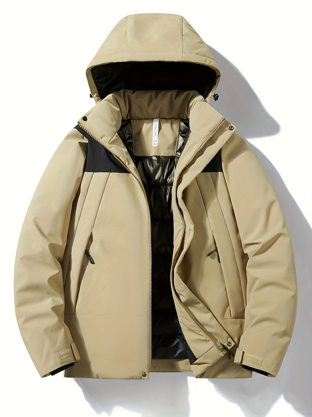 Levoire | Veste Longue à Capuche Imperméable avec Fermeture Éclair Kaki