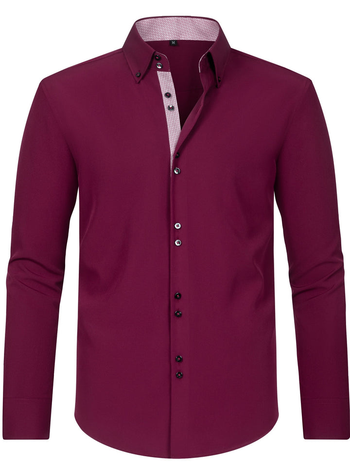 Levoire | Chemise Pour Homme Unie Avec Col Retourné Pour Des Apparitions Élégantes Bordeaux rouge