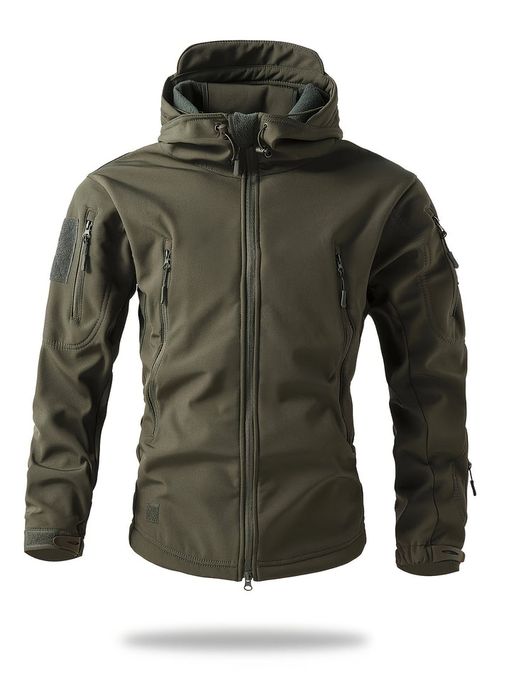 Levoire | Veste De Vent Chaude En Polaire Pour Hommes Avec Capuche Olive