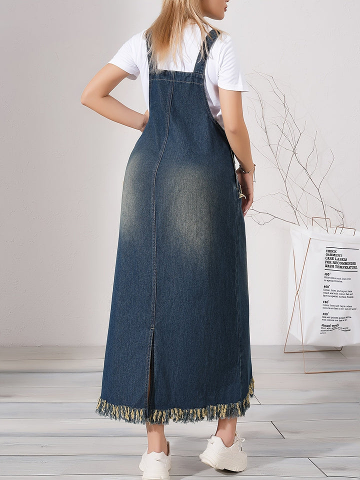 Levoire | Robe Maxi Denim Rentoa Avec Ourlet Brut Et Cordon Réglable