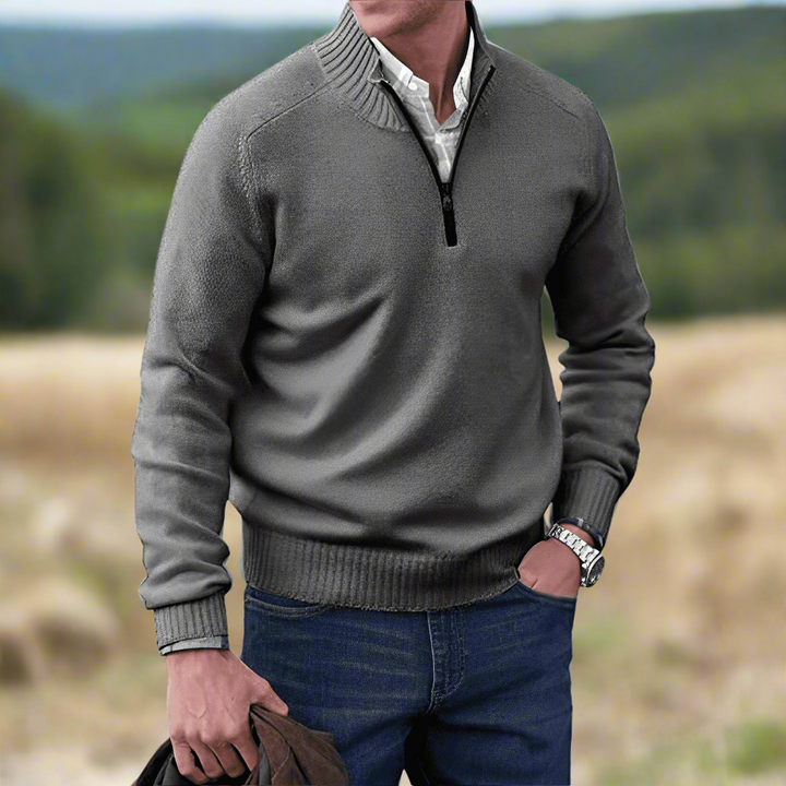 Levoire | Pull Doux En Optique Cachemire Avec Fermeture Éclair Gris foncé