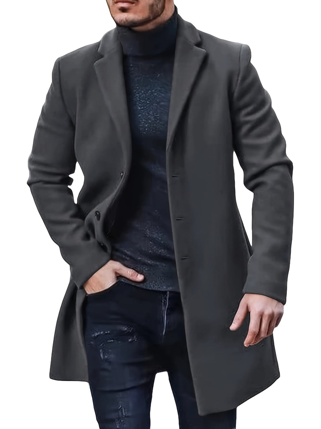Levoire | Manteau Trench Pour Hommes Élégant Gris foncé