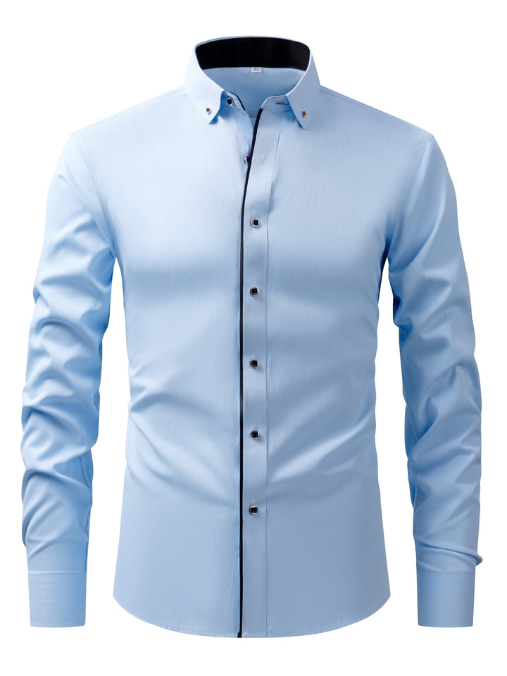 Levoire | Chemise D'Affaires À Manches Longues De Couleur Contrastée