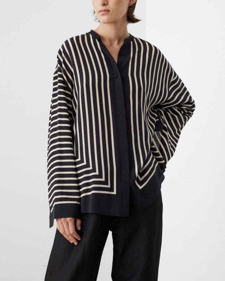 Levoire | Chemise Décontractée À Manches Raglan À Rayures Polyvalente