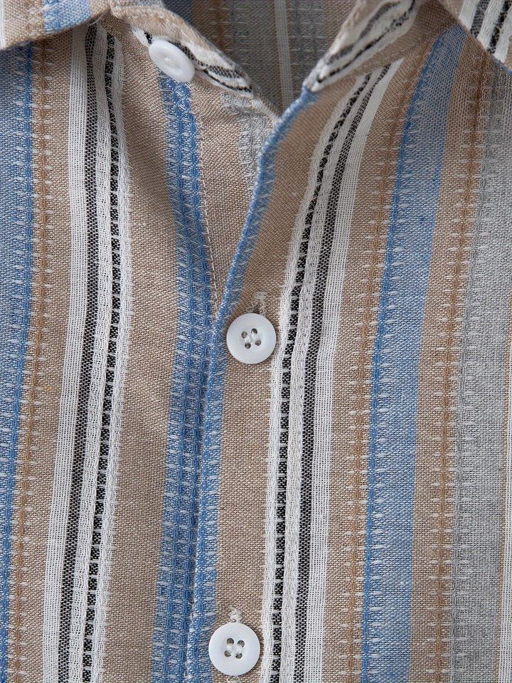 Levoire | Chemise En Coton Lin Rayée Pour Hommes Pour Un Look Décontracté