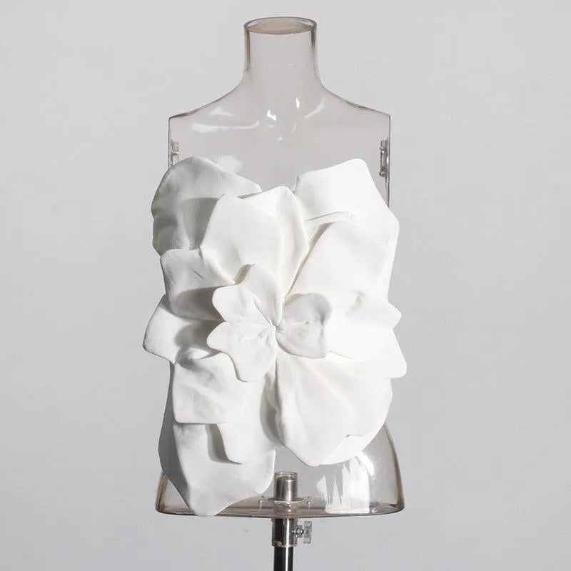Levoire | Poche sans dos avec fleur tridimensionnelle Blanc