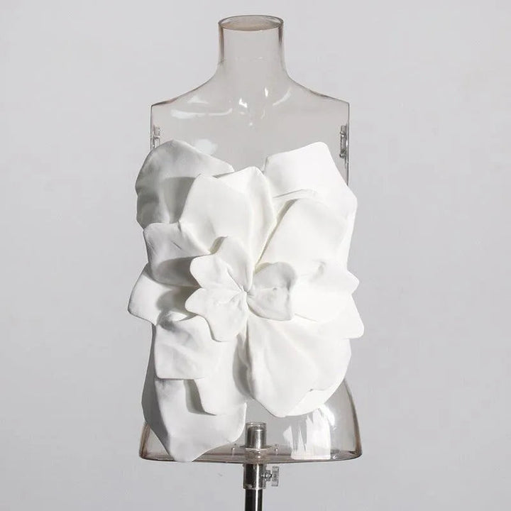 Levoire | Poche sans dos avec fleur tridimensionnelle Blanc