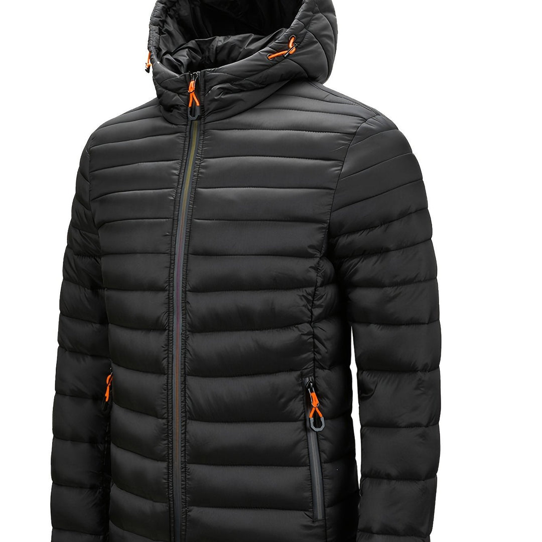 Levoire | Veste En Nylon Léger Matelassée Pour Hommes Avec Capuche Noir
