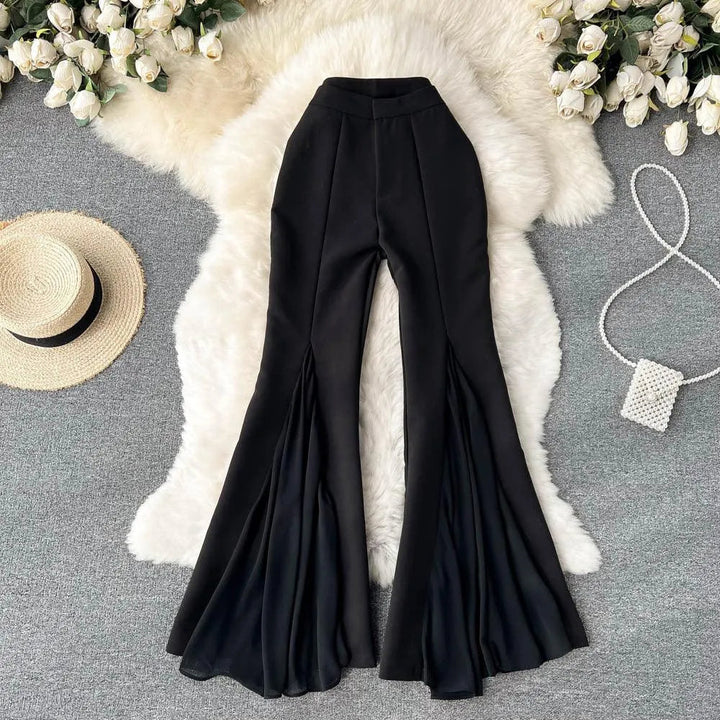 Levoire | Pantalons larges pour femmes avec couture en filet irrégulière
