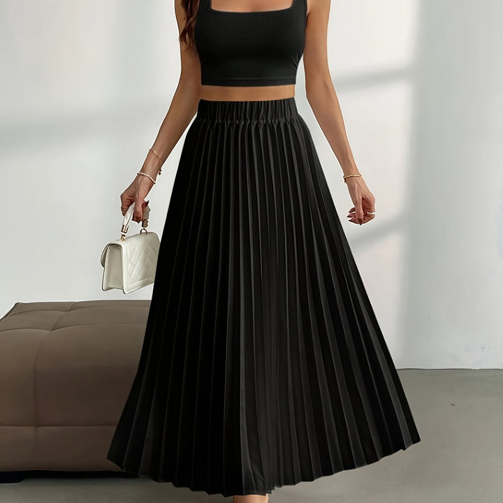 Levoire | Jupe Plissée Unicolore À Taille Haute