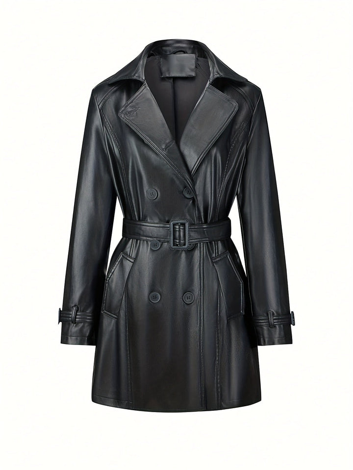 Levoire | Trench-Coat Vintage À Double Boutonnage Ceinturé Noir