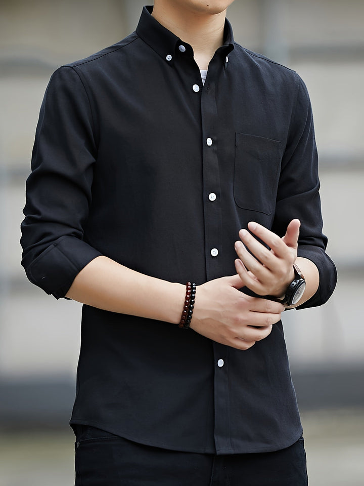 Levoire | Conception Classique Chemise Homme Avec Revers Noir