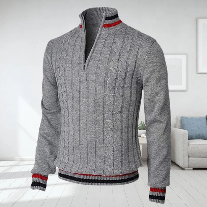 Levoire | Sweatshirt Premium Homme Avec Col V Et Fermeture Éclair Gris