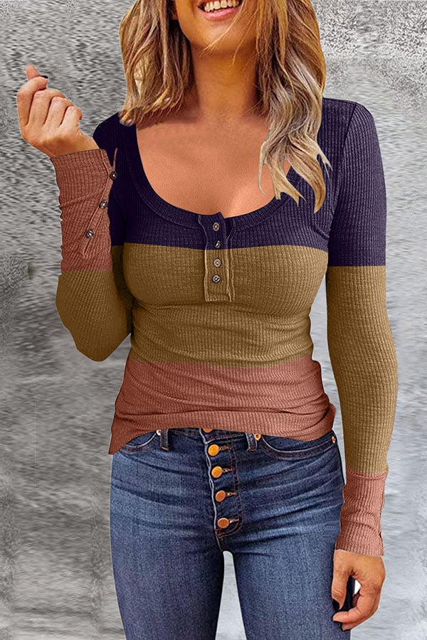 Levoire | Pull À Encolure En U Rayé Braun