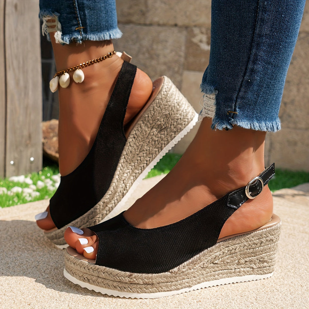 Levoire | Espadrilles-Sandales Avec Talon Ouvert Et Bout Ouvert Noir
