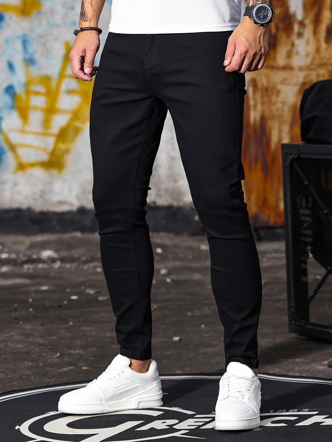 Levoire | Jeans Skinny Style Urbain Avec Stretch De Niveau Moyen Noir