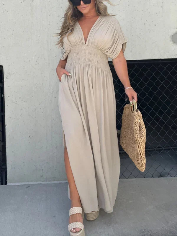 Levoire | Robe Maxi Décontractée en Lin Abricot