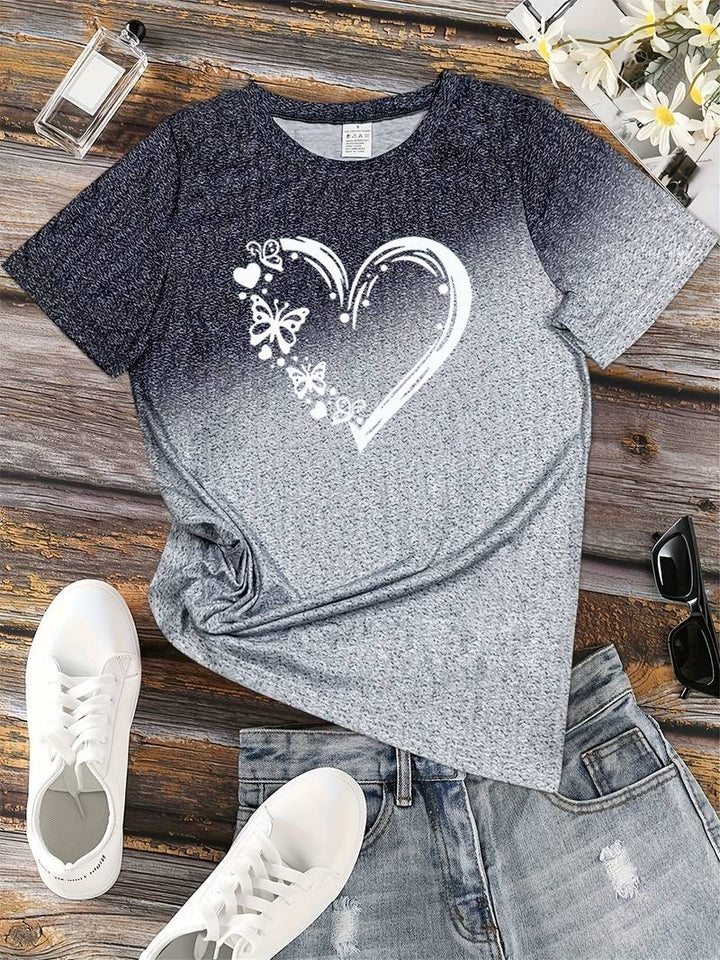 Levoire | T-Shirt Avec Impression De Cœur De Papillon Et Col Rond