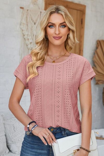 Levoire | Motif De Violon Loimuku Pyöreäkaulainen T-Shirt À Manches Courtes Rose foncé