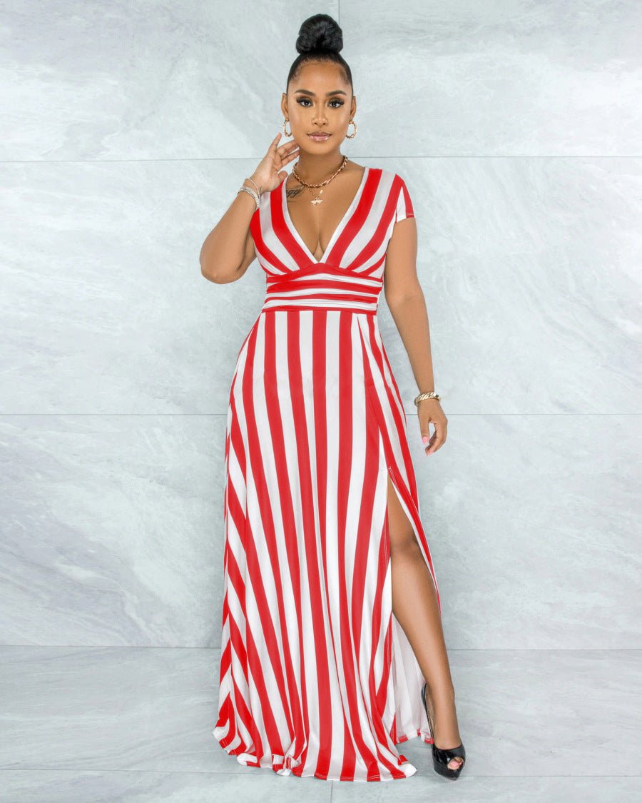 Levoire | Robe Dame Longue Luxueuse Avec Rayures