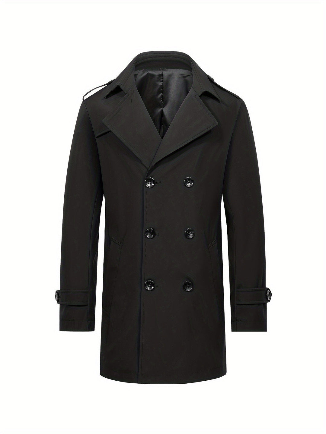 Levoire | Trench-Coat Pour Hommes À Double Rangée Dans Une Couleur Noir