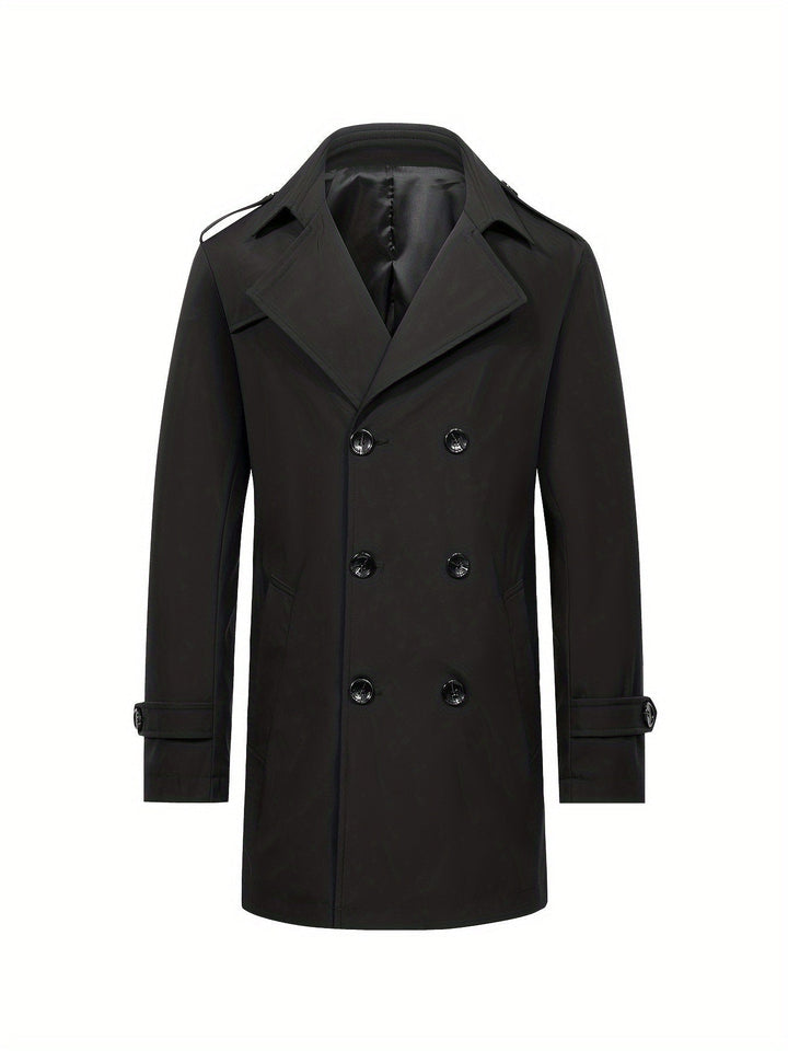 Levoire | Trench-Coat Pour Hommes À Double Rangée Dans Une Couleur Noir