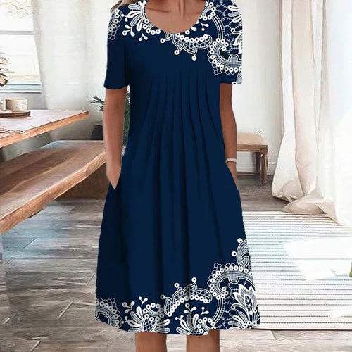 Levoire | Robe midi de plage avec poches et imprimé vintage